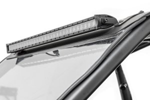 Polaris RZR Turbo R Premium Light Mount - Front - Rough Country - Single Row, White DRL - Black - '22-'23 Polaris RZR Turbo R Premium Light Mount - Front - Rough Country - Single Row, White DRL - Black - '22-'23